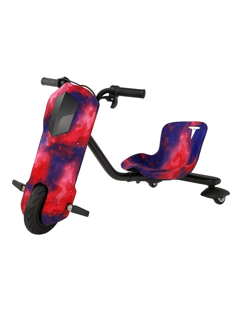 Mini electric scooter, electric drift scooter that can carry up to 80 kg, play your own custom music via Bluetooth and adjust three speeds with LED lights and a power display screen, equipped with three wheels, the rear wheel is illuminated - Image 1