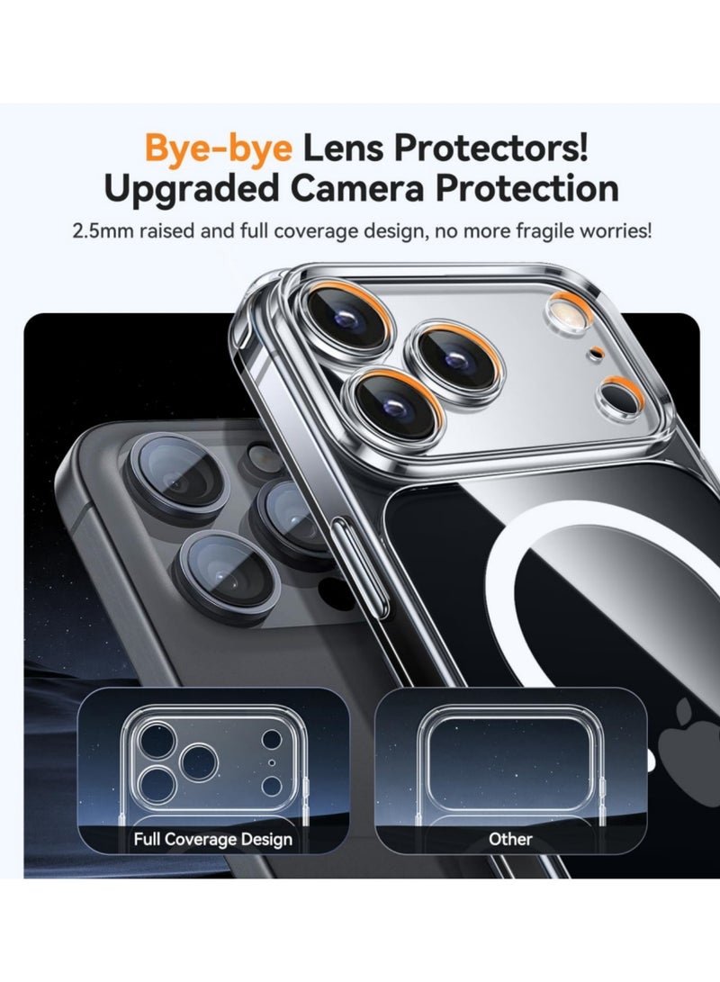 Aookay for iPhone 17 Pro Max Magnetic Case [Full Camera Protection][Compatible with Magsafe][Anti-Yellowing][Mil-Grade Protection] Shockproof Transparent Phone Case for iPhone 17 Pro Max (Clear) - Image 2