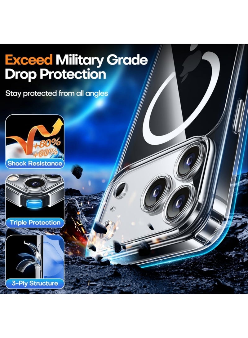 Aookay for iPhone 17 Pro Max Magnetic Case [Full Camera Protection][Compatible with Magsafe][Anti-Yellowing][Mil-Grade Protection] Shockproof Transparent Phone Case for iPhone 17 Pro Max (Clear) - Image 5
