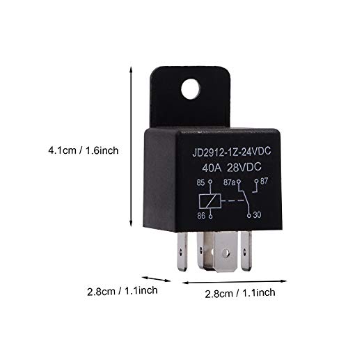 EHDIS Motor Relay 5 Pin 24V Coil 40amp Spdt Model No.: JD2912-1Z-24VDC 40A 28VDC, Contactor Relay Switch Power, Auto Switches & Starters, 5 Pack - Image 4