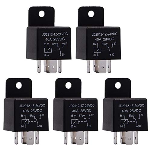 EHDIS Motor Relay 5 Pin 24V Coil 40amp Spdt Model No.: JD2912-1Z-24VDC 40A 28VDC, Contactor Relay Switch Power, Auto Switches & Starters, 5 Pack - Image 1