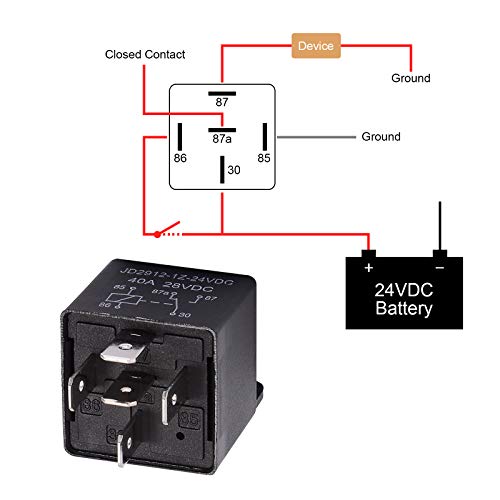 EHDIS Motor Relay 5 Pin 24V Coil 40amp Spdt Model No.: JD2912-1Z-24VDC 40A 28VDC, Contactor Relay Switch Power, Auto Switches & Starters, 5 Pack - Image 2