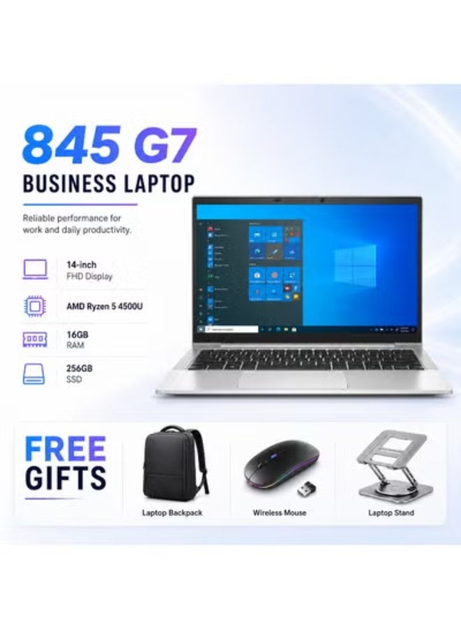 Business Laptop 14 Inch FHD Display, Ryzen 5 Processor, 16GB RAM, 256GB SSD, Radeon Graphics, Windows Pro, Grade A Renewed with Warranty - Image 1