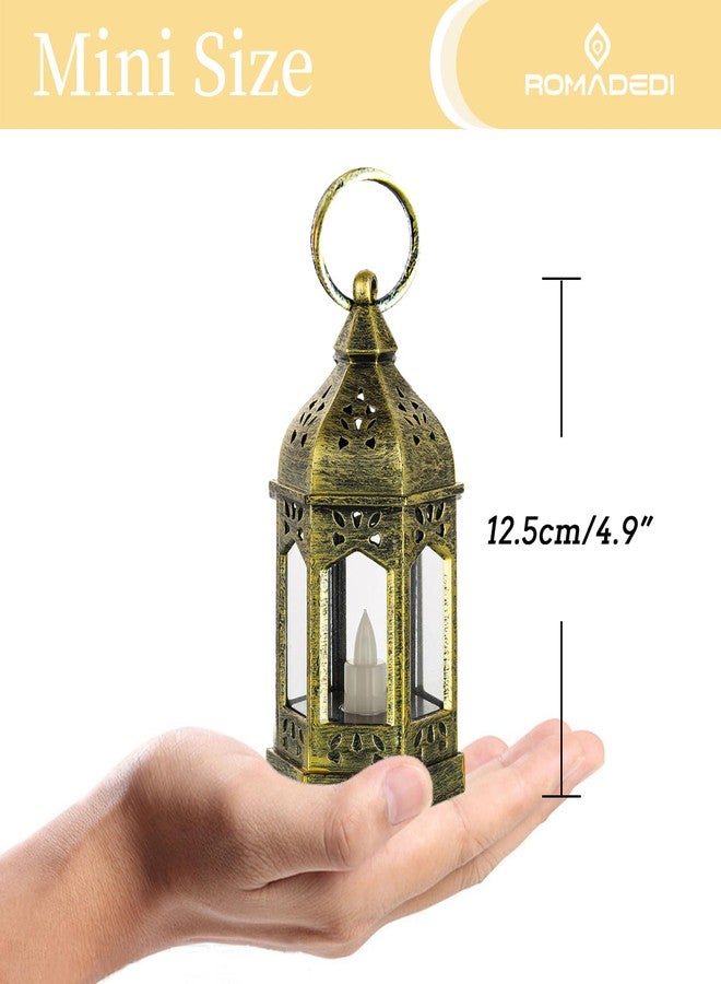 Romadedi Pack of 20 Mini Lanterns Decorative Hanging Small Gold Lantern Bulk with Flickering LED Candles for Halloween Decorations Christmas Table Batteries Included - Image 4
