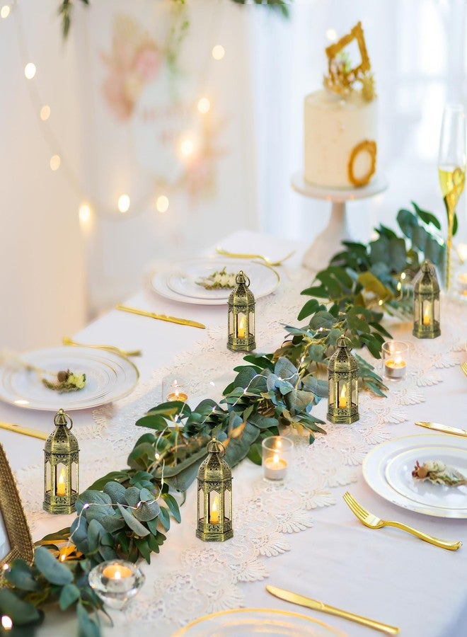 Romadedi Pack of 20 Mini Lanterns Decorative Hanging Small Gold Lantern Bulk with Flickering LED Candles for Halloween Decorations Christmas Table Batteries Included - Image 2