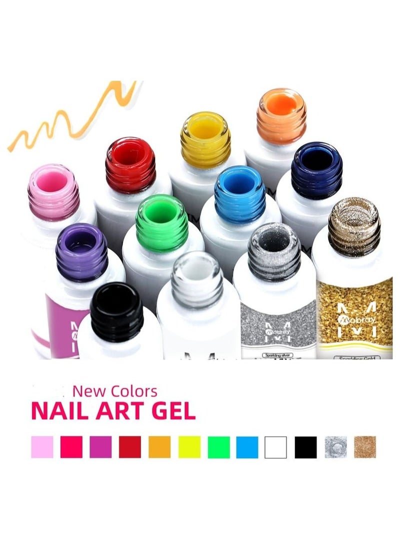 BP Temperature Color Changing Painted Line Art Gel Nail Polish Set,12 Colors Mood Changing Gel Polish Pink Orange Red Blue Green Purple for Fall Winter Nail Art DIY Design Curing Required 8ml - Image 3