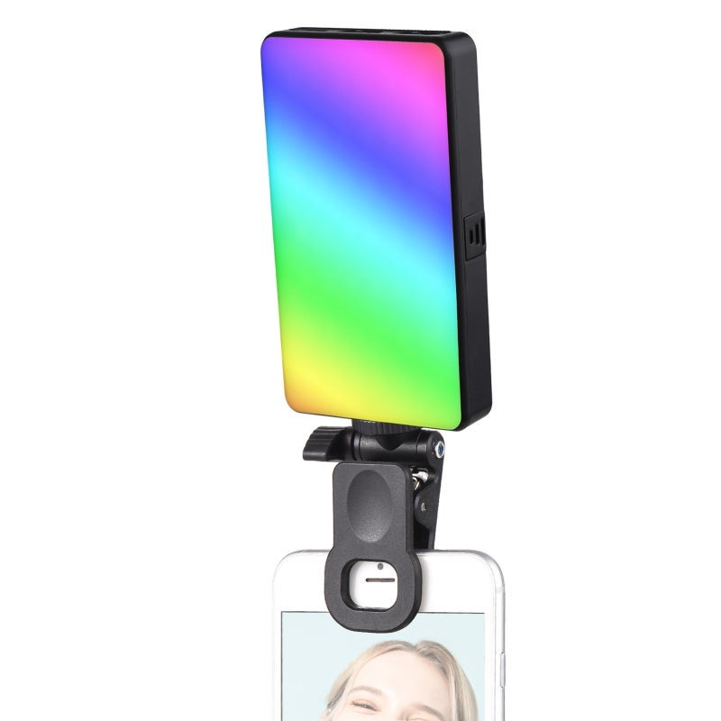 Mini LED Video Light: 8W 140pcs LED Beads 95+ CRI - 2500K-9000K Bi-color & RGB Modes Clip-on Video Conference Light for Laptop Desktop Smartphone Tablet - Image 1