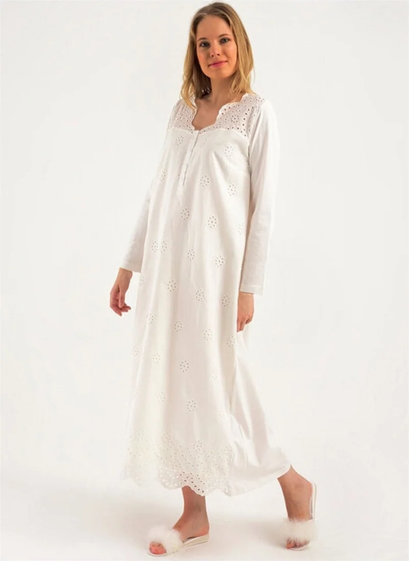 ماجيك فورم Women's Ecru Maternity Cotton Hijab Nightgown 38110