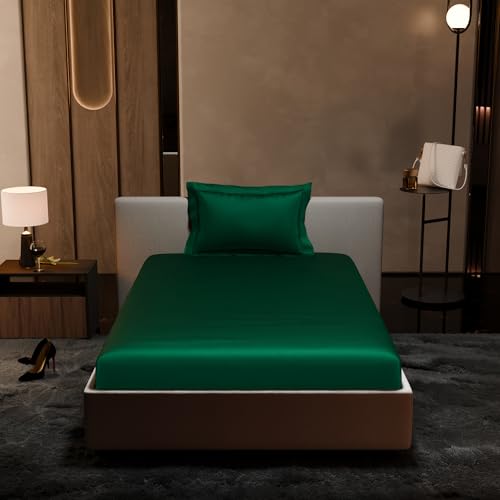 Stoa Paris 300TC UltraSatin Single Bedsheet Set, 10” Drop Fitted Bedsheet with 1 Pillow Cover, Hypoallergenic, Wrinkle Free, Aesthetic Bedding, Home Decor, Gift, Date Night - Emerald Green - Image 2