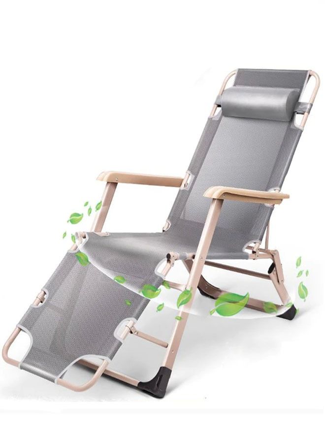 NKX Chaise Lounge Outdoor Portable Folding Patio Recliner Chair with Adjustable Backrest - Image 2