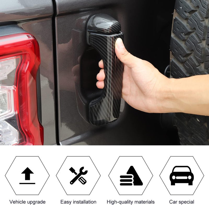 RT-TCZ غطاء مقبض الباب من ألياف الكربون وغطاء مقبض الباب الخلفي ملحقات الزخرفة الخارجية لجيب رانجلر JL JLU 2018-2022 - Image 4