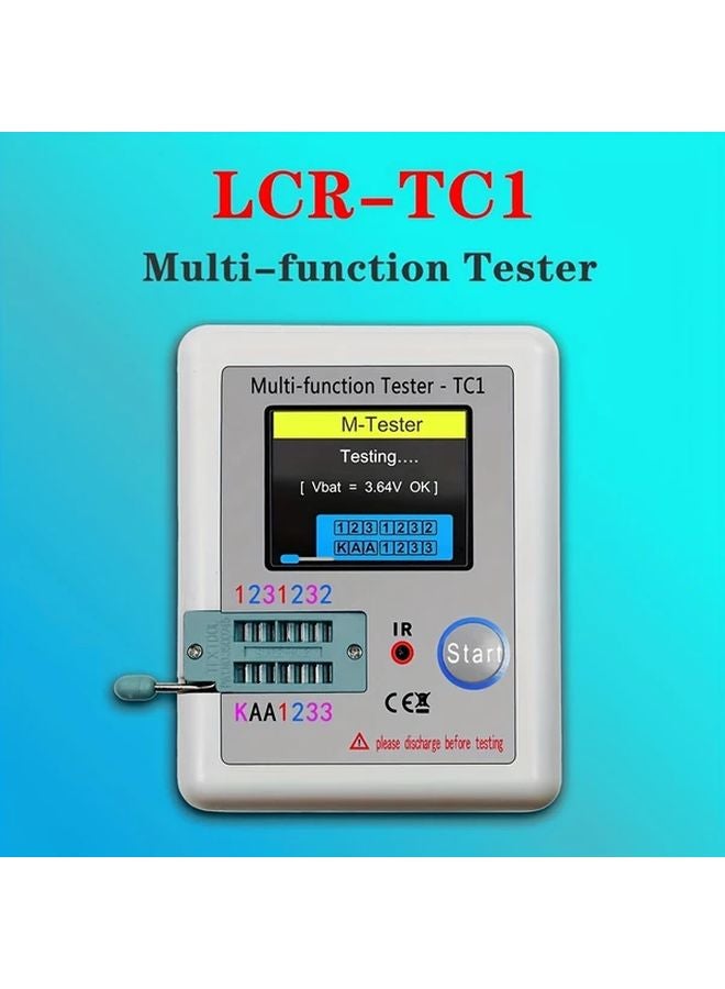 White LCR TC1 متعدد الوظائف لقياس ESR للمكثفات والمقاومات والدايودات والترانزستورات - Image 2
