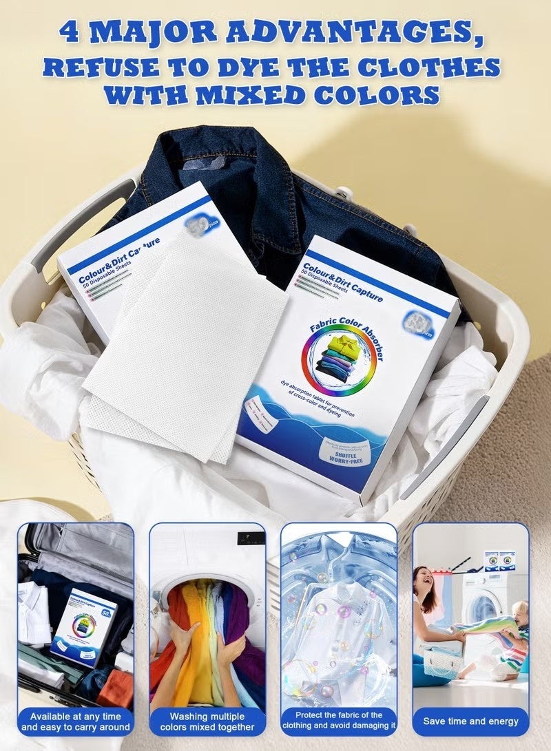 80-Count Color Catcher Sheets, Dye Absorbing Laundry Sheets, Fragrance-Free, Prevent Clothes From Smearing for All Fabrics, Detergent Sheets, Color Absorber Laundry Sheets for Home School - Image 3