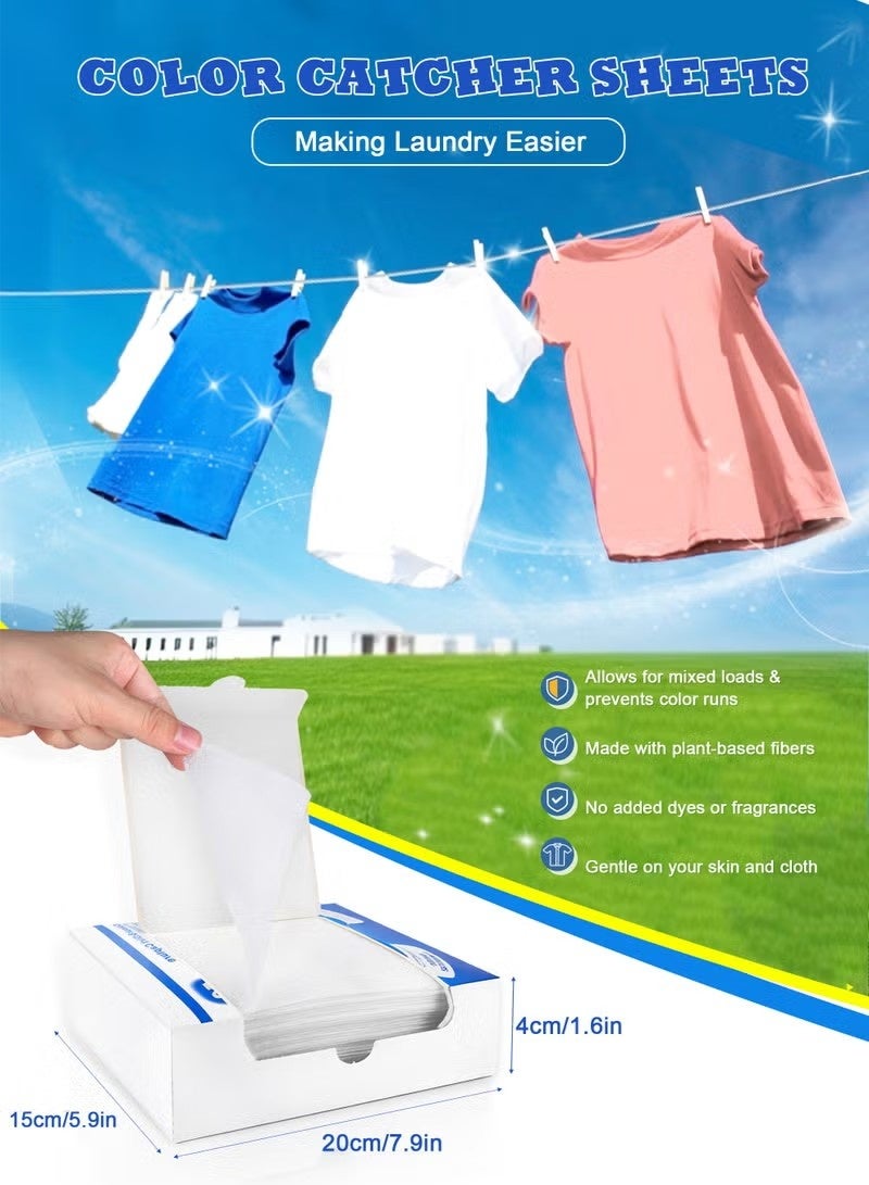 80-Count Color Catcher Sheets, Dye Absorbing Laundry Sheets, Fragrance-Free, Prevent Clothes From Smearing for All Fabrics, Detergent Sheets, Color Absorber Laundry Sheets for Home School - Image 2