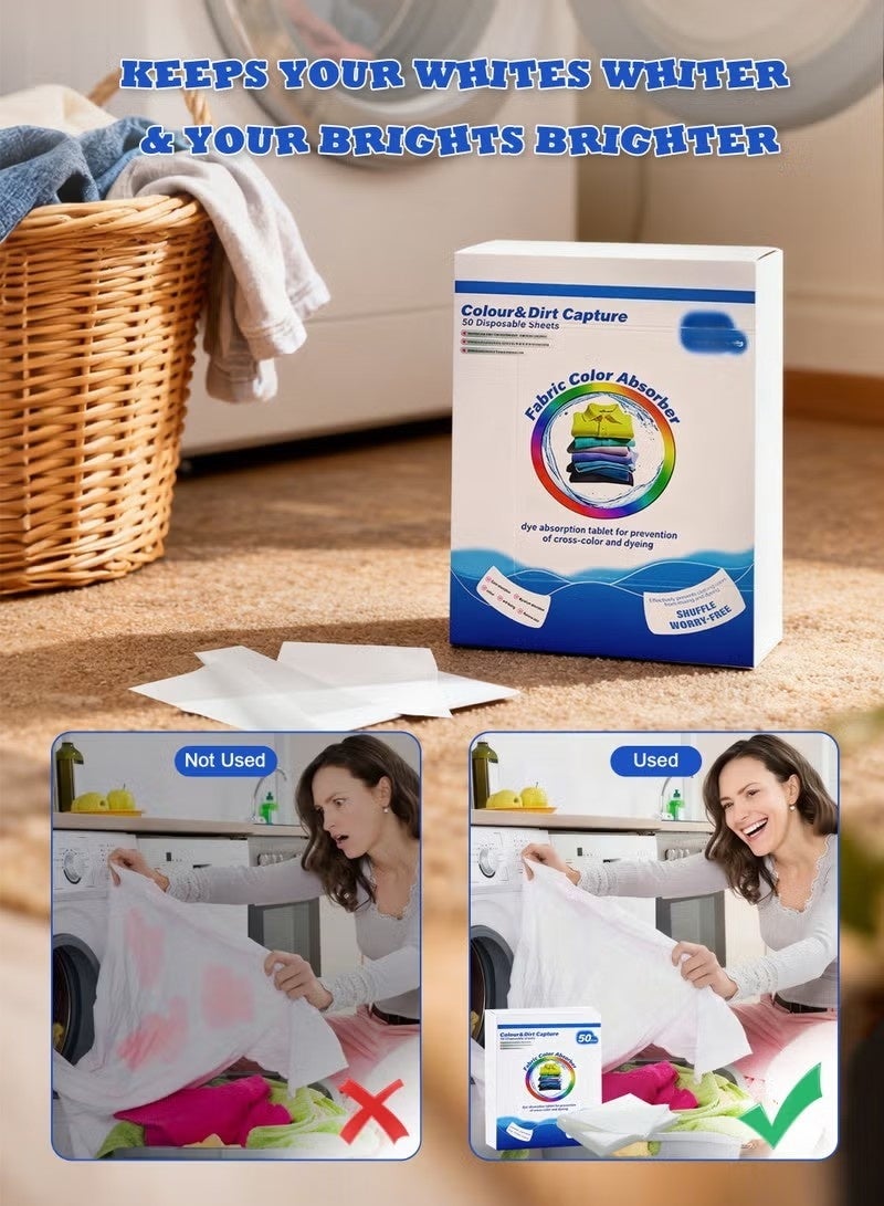 80-Count Color Catcher Sheets, Dye Absorbing Laundry Sheets, Fragrance-Free, Prevent Clothes From Smearing for All Fabrics, Detergent Sheets, Color Absorber Laundry Sheets for Home School - Image 5