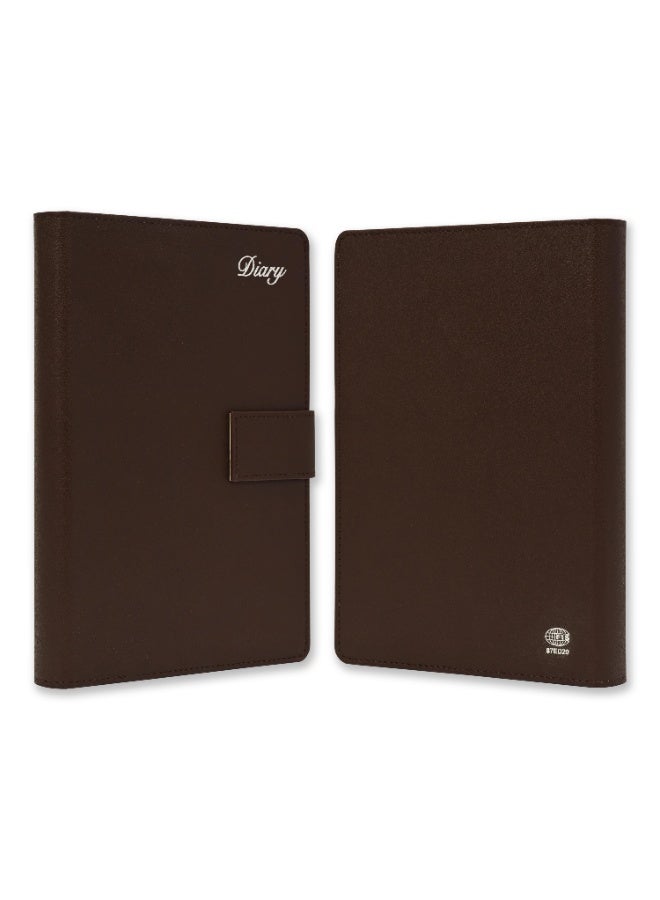 FIS مفكرة 2026، مفكرة بحجم (170x240 مم)، مواد PU إيطالية، غلاف مبطن ومخيط من الجانبين، زوايا دائرية، قفل مغناطيسي، إنجليزي، ورق إيطالي عاجي بوزن 70 جرام، لون بني - FSDI87E26D20N - Image 2