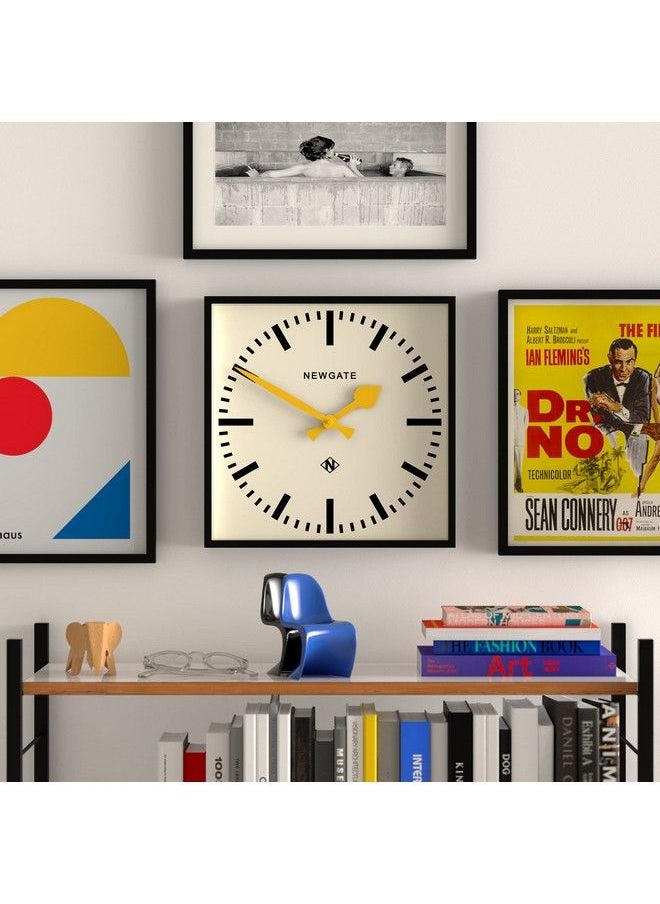 NEWGATE - Number Five Railway Wall Clock Square Clock Kitchen Clock Office Clock Retro Clock Designer Clock Station Clock Marker Dial (Yellow Hands) - Image 1