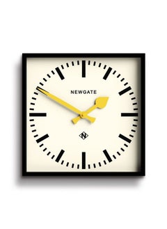 Number Five Railway Wall Clock Square Clock Kitchen Clock Office Clock Retro Clock Designer Clock Station Clock Marker Dial (Yellow Hands)