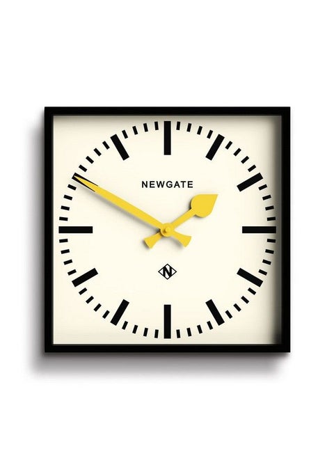 Number Five Railway Wall Clock Square Clock Kitchen Clock Office Clock Retro Clock Designer Clock Station Clock Marker Dial (Yellow Hands)