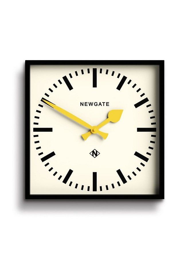 NEWGATE - Number Five Railway Wall Clock Square Clock Kitchen Clock Office Clock Retro Clock Designer Clock Station Clock Marker Dial (Yellow Hands) - Image 1