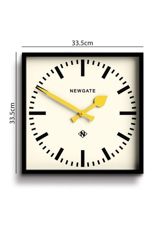 NEWGATE - Number Five Railway Wall Clock Square Clock Kitchen Clock Office Clock Retro Clock Designer Clock Station Clock Marker Dial (Yellow Hands) - Image 1