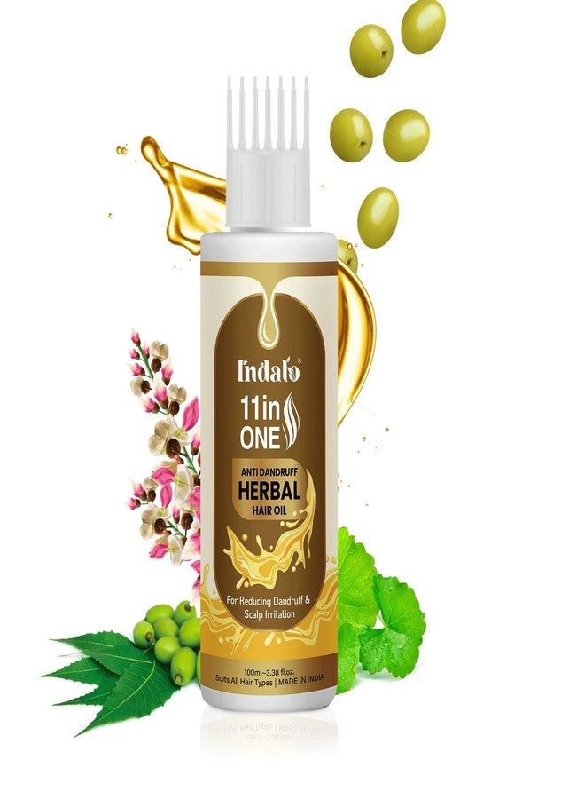 Indalo 11 in One Herbal Anti-Dandruff Hair Oil with Neem & Brahmi | Reduces Dandruff, Calms Irritation & Control Excess Oil | Paraben Free, Silicone Free & No Mineral Oil - 100ml - Image 1