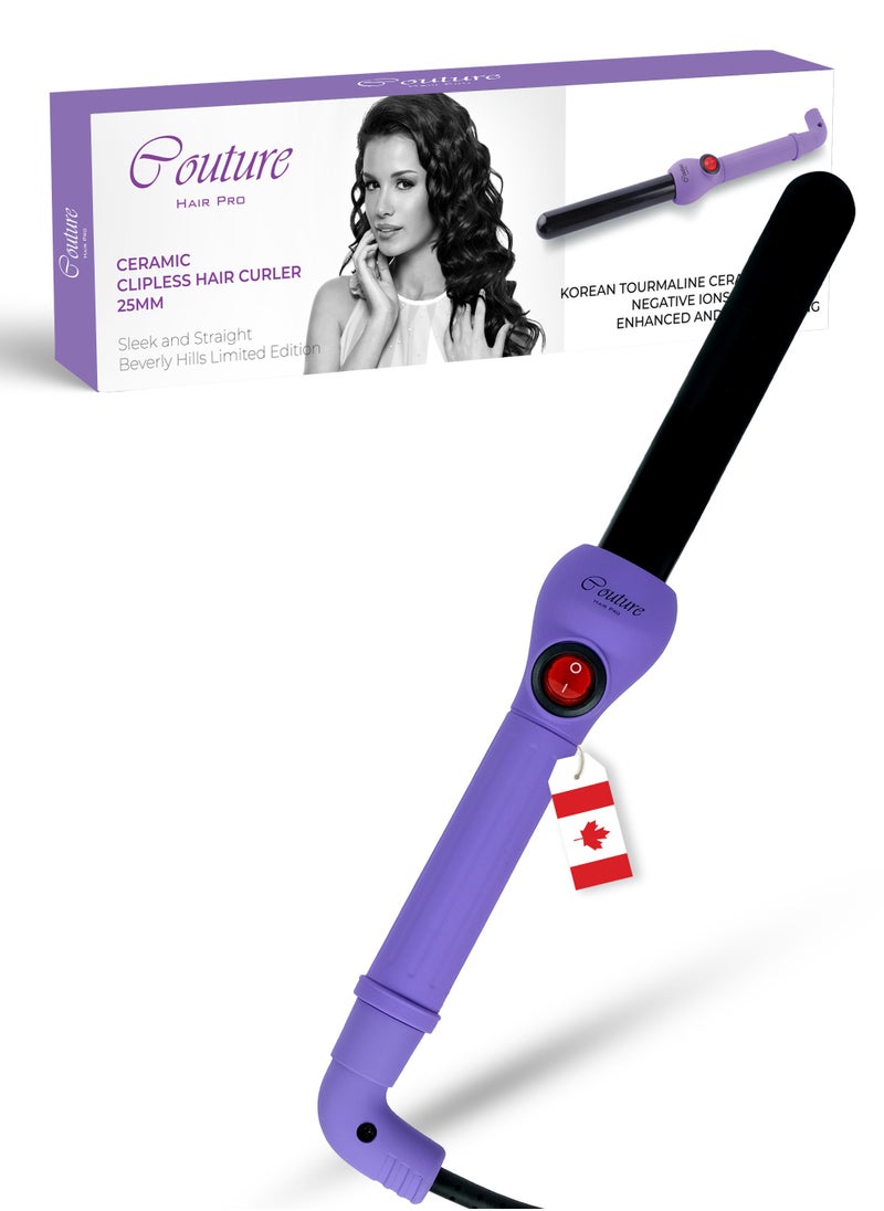 Couture Hair Pro - Ceramic Hair Curler 25 Mm- Purple -Fast Heatup, Premium Salon Quality - Long Lasting And Well Defined Curls - Image 1