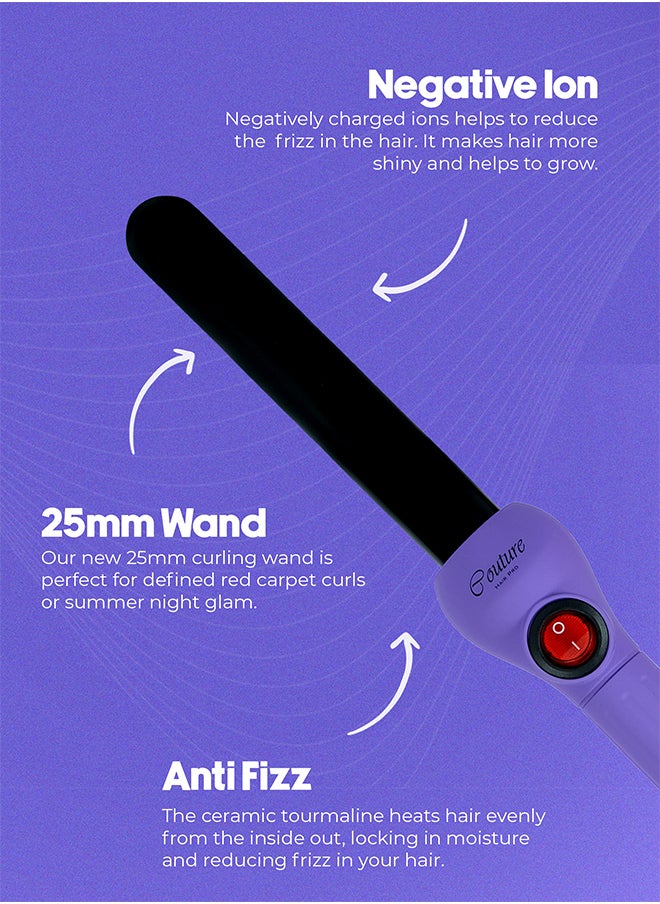 Couture Hair Pro - Ceramic Hair Curler 25 Mm- Purple -Fast Heatup, Premium Salon Quality - Long Lasting And Well Defined Curls - Image 1