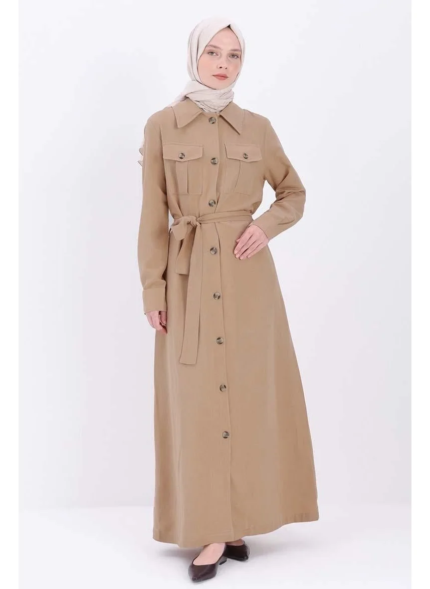 Allday Mink-Pocket Belted Abaya