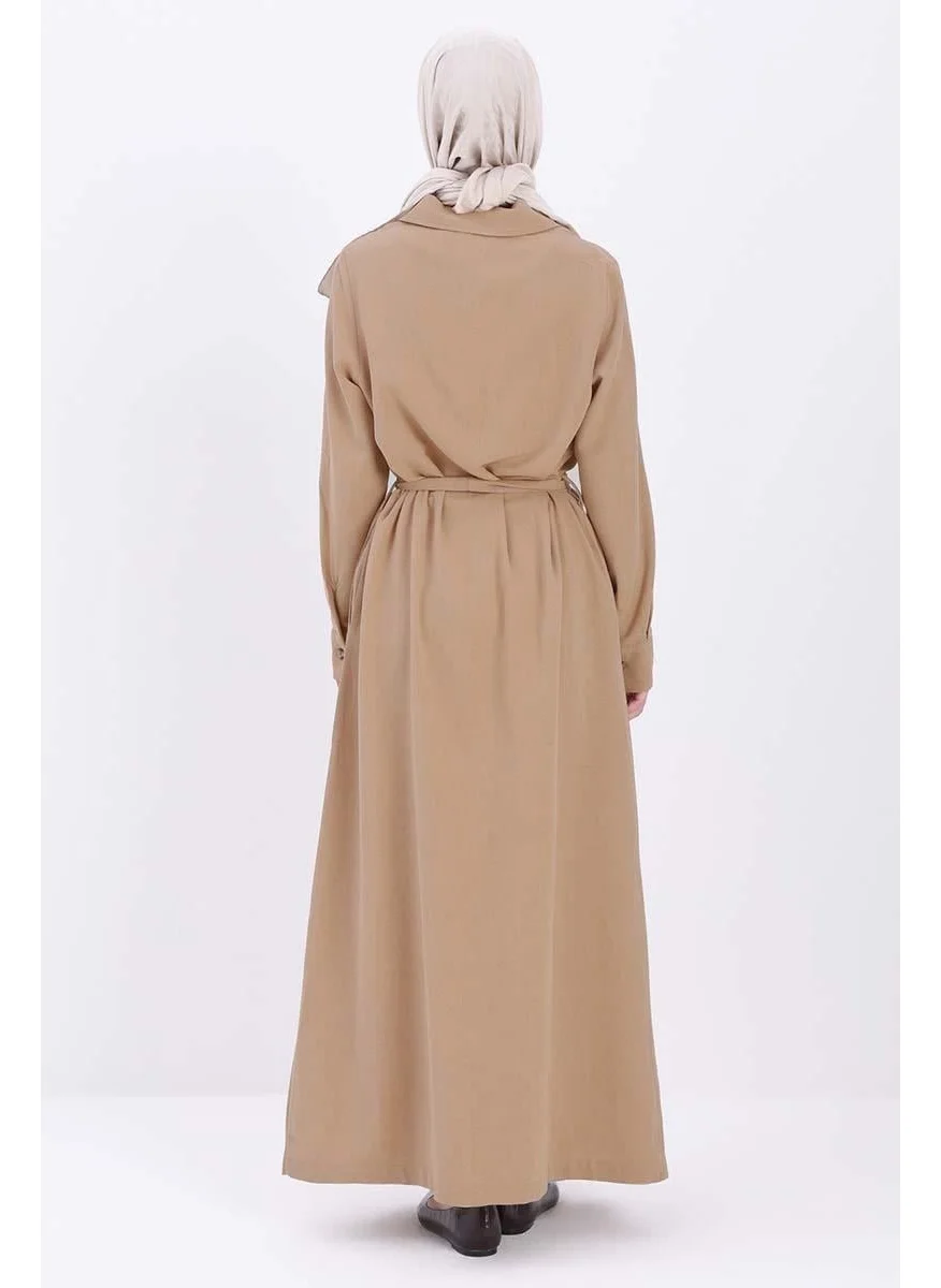 Allday Mink-Pocket Belted Abaya