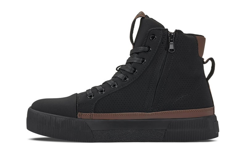 CALTO Men's Invisible Height Increasing Elevator Shoes - Black/Coffee Brown Zip-up Cap Toe High Top Sneaker Boots - 2.4 Inches Taller - S3422 - Size 10 D(M) US - Image 4