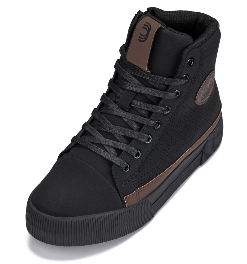 CALTO Men's Invisible Height Increasing Elevator Shoes - Black/Coffee Brown Zip-up Cap Toe High Top Sneaker Boots - 2.4 Inches Taller - S3422 - Size 10 D(M) US - Image 1