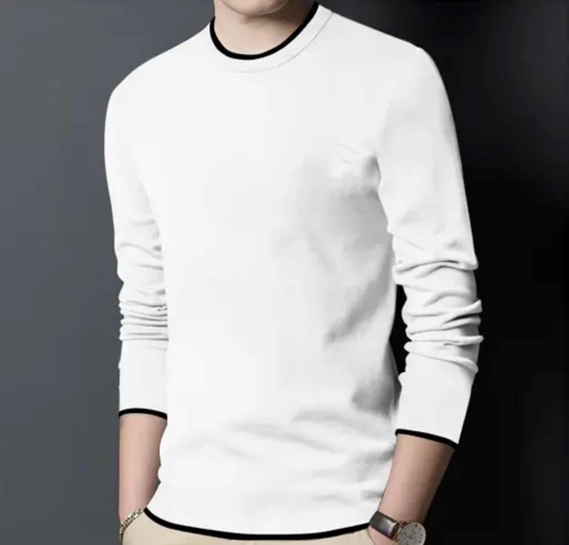 FASHA Men Full Sleeve Cotton T Shirt | 100% Pure Cotton Solid Round Neck Tee| Regular Fit Comfortable Soft Fabric T Shirt |Casual Wear, Office Wear, Gym Wear, Travel & College Outfit-Pack of 1 White - Image 3