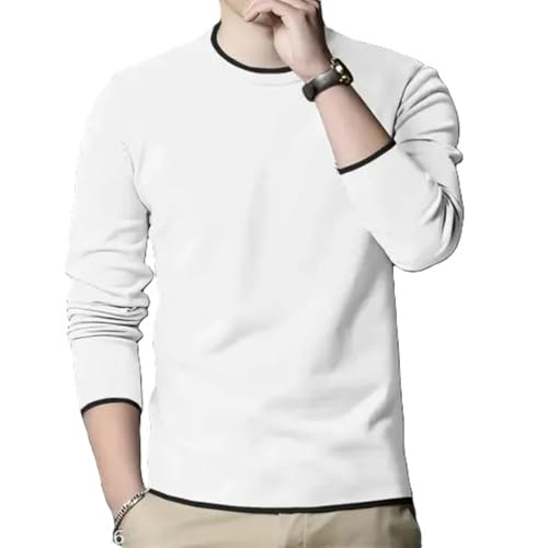 FASHA Men Full Sleeve Cotton T Shirt | 100% Pure Cotton Solid Round Neck Tee| Regular Fit Comfortable Soft Fabric T Shirt |Casual Wear, Office Wear, Gym Wear, Travel & College Outfit-Pack of 1 White - Image 1