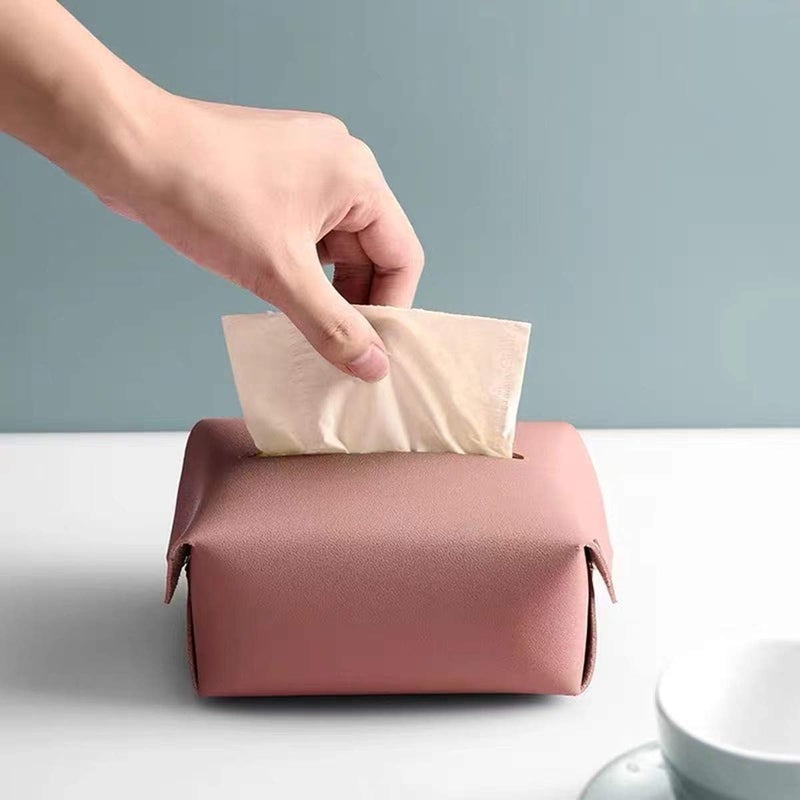 YONIMI Tissue Box Cover Rectangular Modern PU Leather Rectangular Tissue Box Holder Decorative Tissue Box Case Organizer Holder for Bathroom Vanity Countertop Night Stand Office Desk Car - Image 2