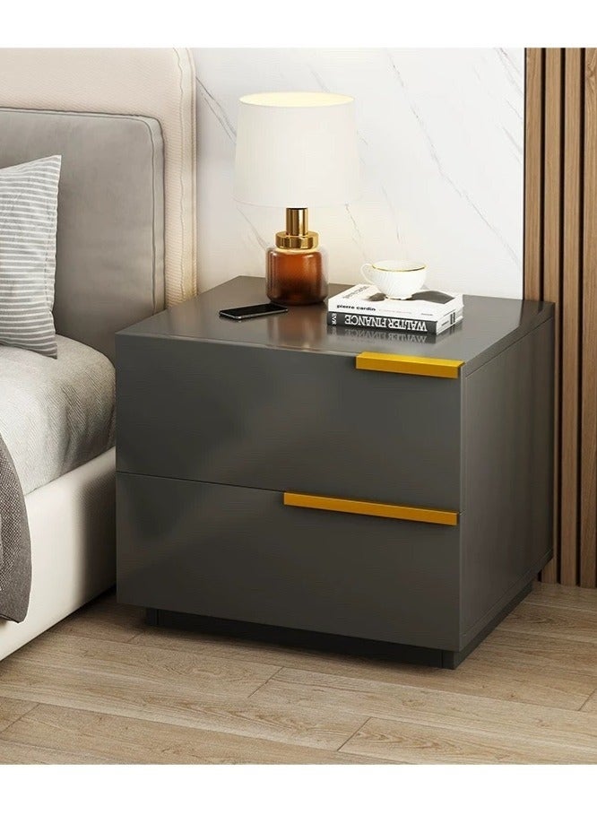 طاولة بجانب السرير، طاولة بجانب السرير مع درج، خزانة خشبية بجانب السرير مع رف تخزين مفتوح، طاولة بجانب السرير من طبقتين لغرف النوم والمساكن والمساحات الصغيرة (رمادي، CT042) - Image 1