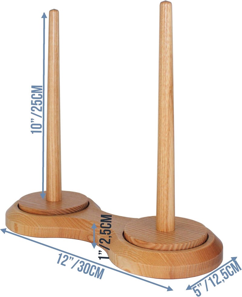 Barva Double Yarn Holder 44 Lb Total Capacity for Chunky Yarn | Dual Bearing Spinners & Big Rubber Anti Slip Pads for Max Stability | European Wood Crochet Accessories & Pro Tools for Fiber Crafts - Image 3