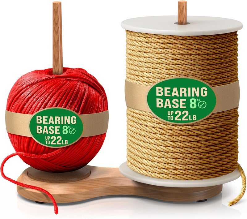 Barva Double Yarn Holder 44 Lb Total Capacity for Chunky Yarn | Dual Bearing Spinners & Big Rubber Anti Slip Pads for Max Stability | European Wood Crochet Accessories & Pro Tools for Fiber Crafts - Image 1