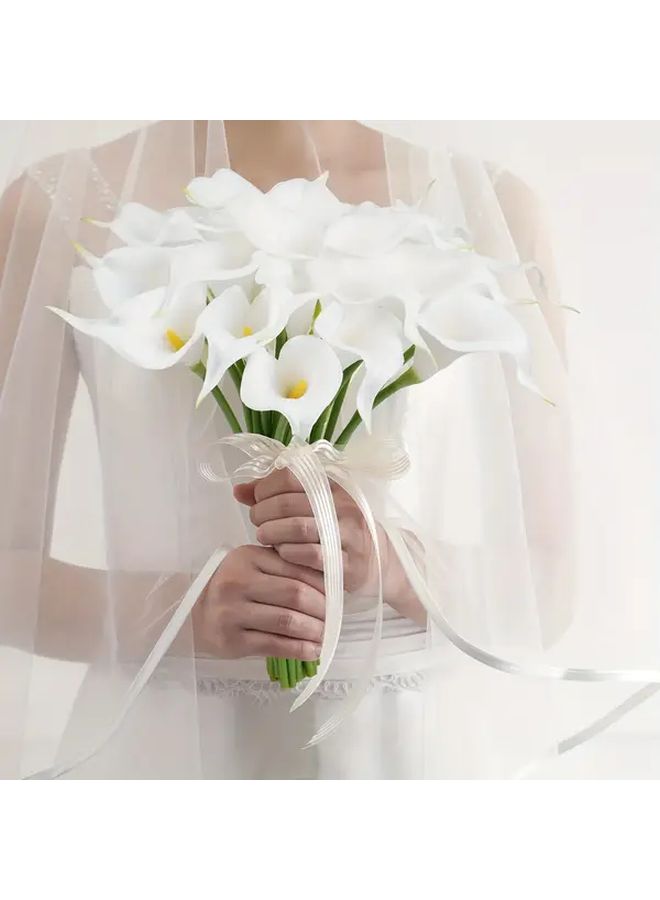 9 Green Artificial Calla Lily Flowers Real Touch for Wedding Decor - Image 5