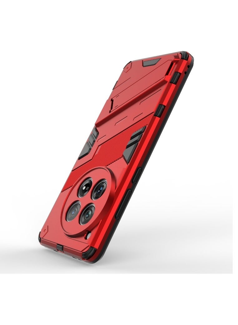 Case For OnePlus 12 5G Punk Armor 2 in 1 PC Plus TPU Phone Case with Holder Red - Image 2