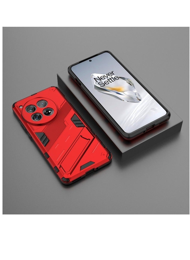 Case For OnePlus 12 5G Punk Armor 2 in 1 PC Plus TPU Phone Case with Holder Red - Image 5