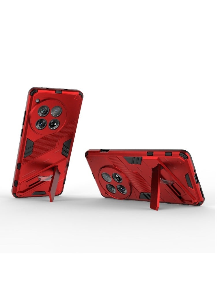 Case For OnePlus 12 5G Punk Armor 2 in 1 PC Plus TPU Phone Case with Holder Red - Image 4