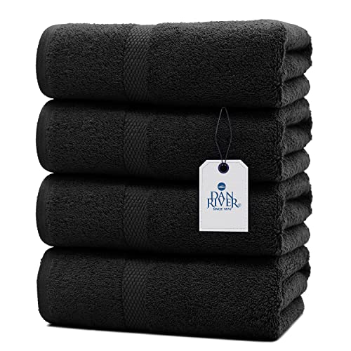 DAN RIVER DAN RIVER 100 Ring Spun Cotton Premium Bath Towels 27x54 inches Pack of 4 Black 550 GSM  Soft Lightweight Highly Absorbent Towels for Bathroom Spa Gym Perfect for Daily use 