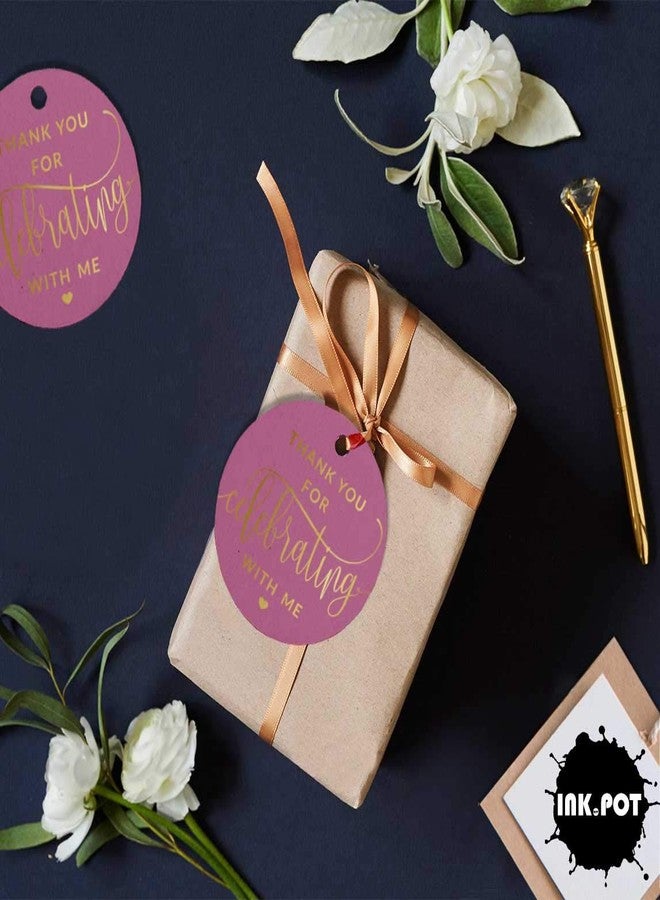 Inkdotpot Thankyou for Celebrating with Me Birthday Bottle Tag Gold Foil Favor Hang Tag 100 Pack - Image 5