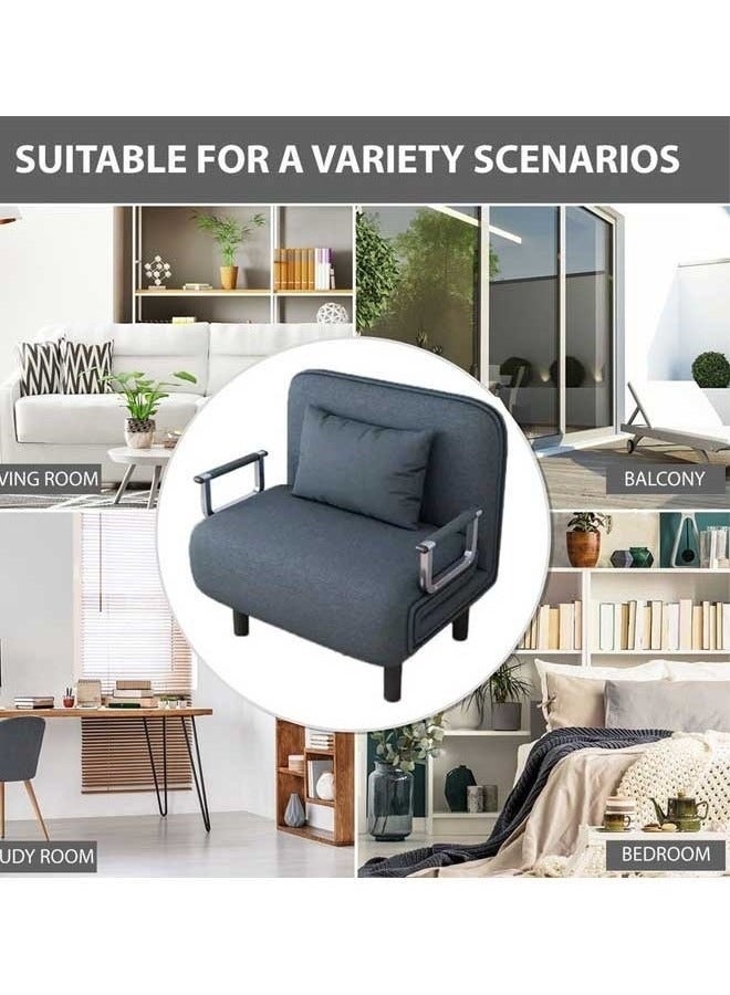 WALALLA Convertible Sofa Bed, Folding Sofa Bed 3-in-1 Foldable Lounge Couch for Living Room Linen Fabric Armchairs Upholstered Lazy Bed, for Nursery Living Room Office Grey 65 * 190cm - Image 4