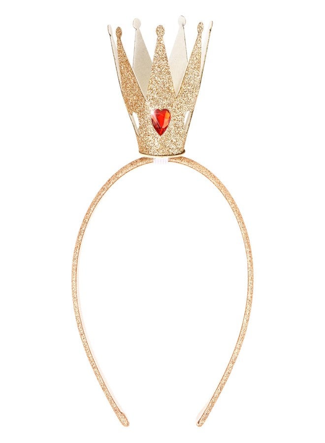 YARIEW Princess Crown Headbands for Women with Red Heart Rhinestone for Women Girls, Glitter Peach Crown Birthday Party Hair Band Prom Halloween - Image 1
