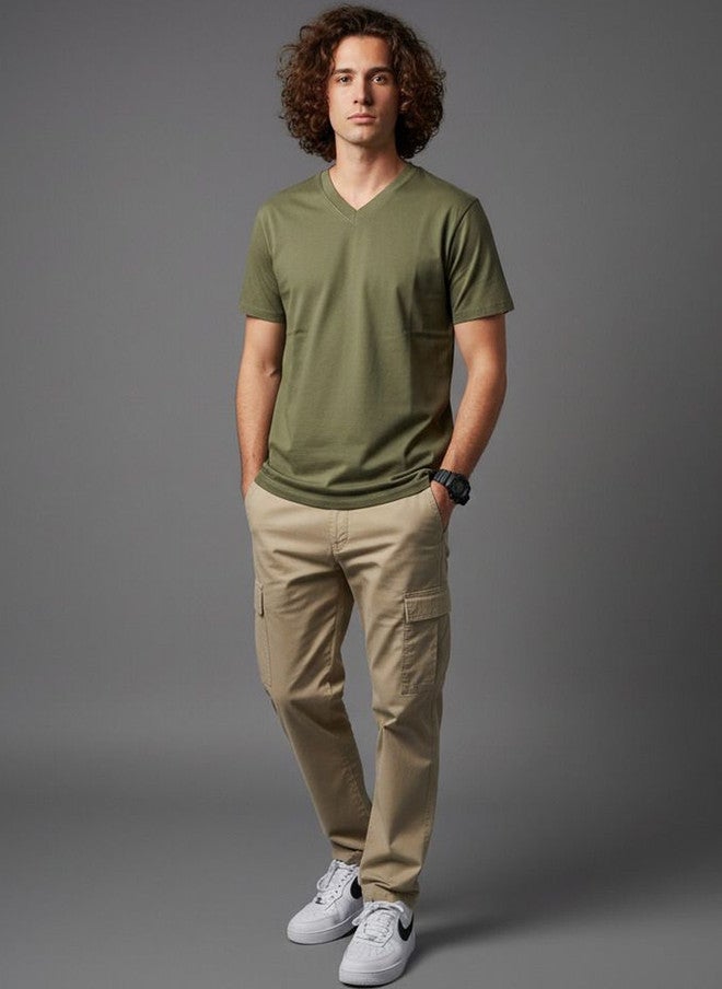 OUTLAWS Men's 4-Pack V-Neck Bio Finish T-Shirt in Solid Colors - Image 5