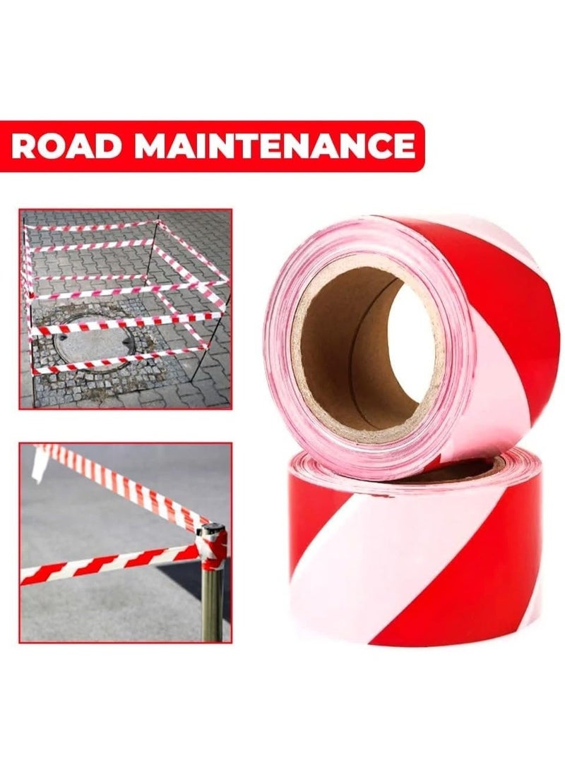 Fixer Heavy-Duty Red & White Warning Tape – 3″ × 100 M – Non-Adhesive Safety Barrier Tape - Image 4