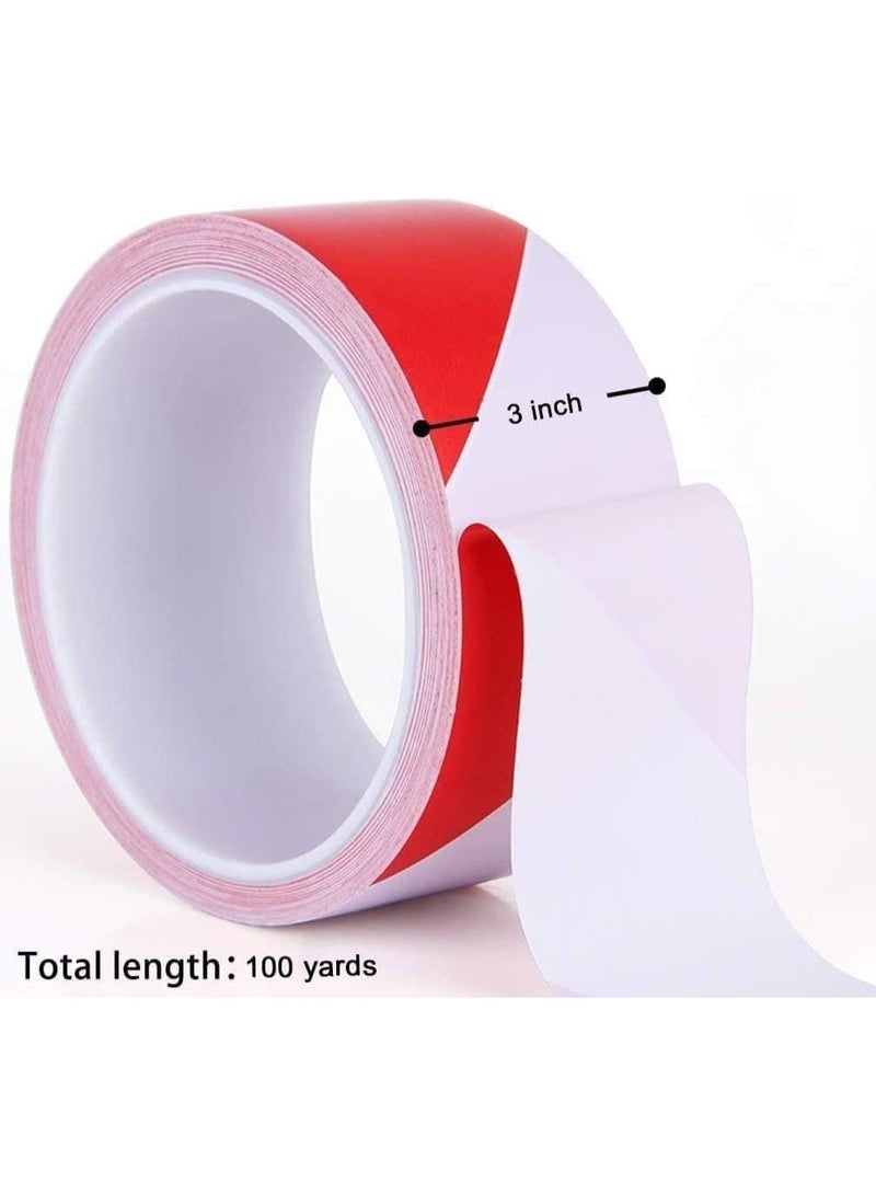 Fixer Heavy-Duty Red & White Warning Tape – 3″ × 100 M – Non-Adhesive Safety Barrier Tape - Image 2