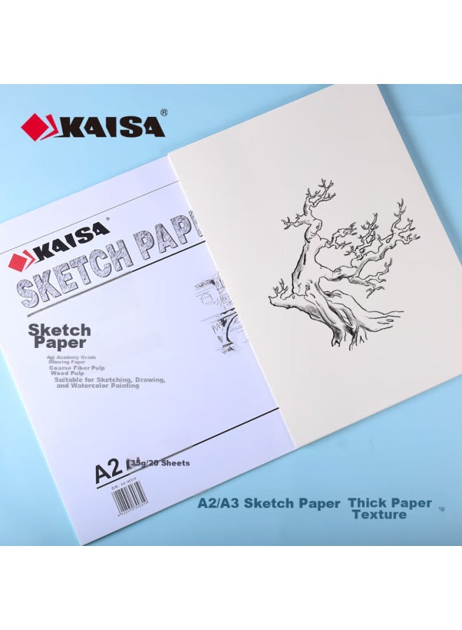 KAISA A2 Sketch Paper, 135g Thick, 20 Sheets, Art Student Drawing Paper, Practice Exam Sketch Paper, Pencil Architecture Construction Design Drawing Paper, Ks-90319 - Image 2
